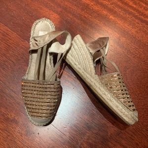 Vidorreta Gold Bedazzled espadrille Wedges 39 8.5